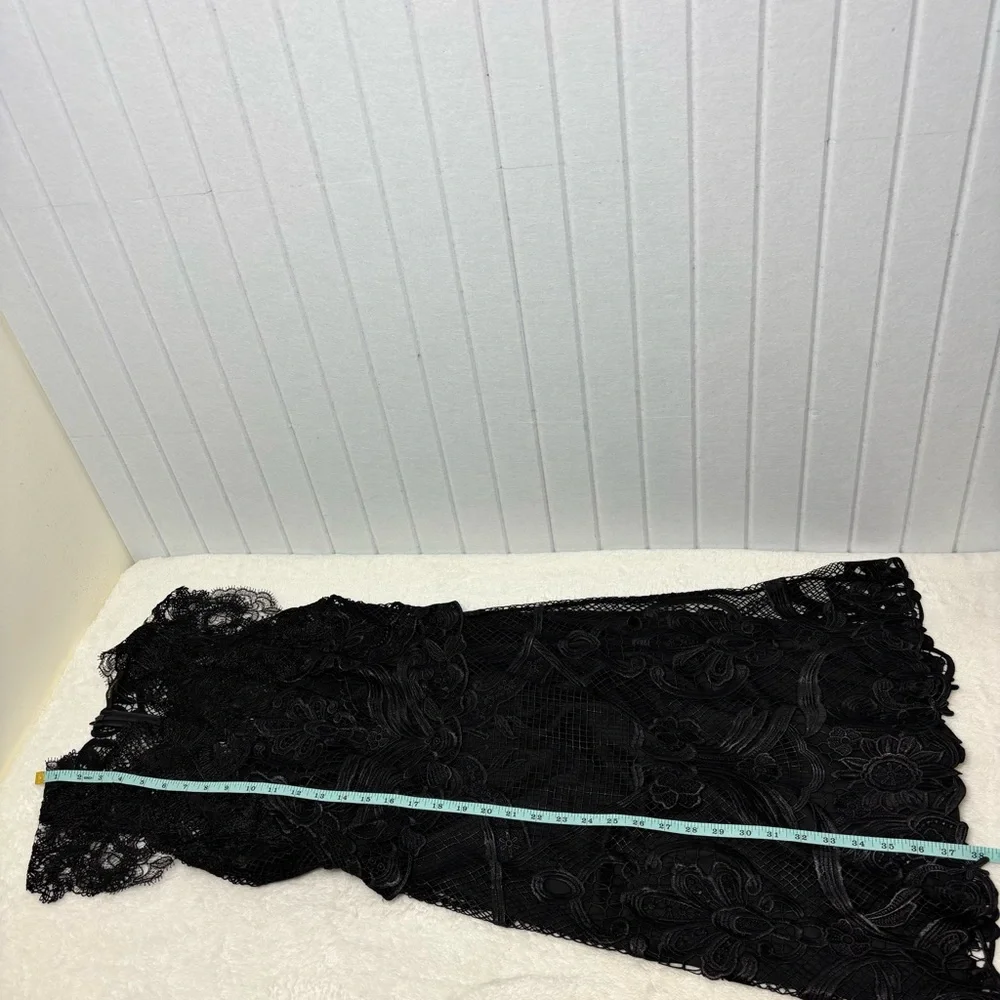 Kobi Halperin Black Lace Sheath‎ Midi Dress Cap Sleeve Size 6